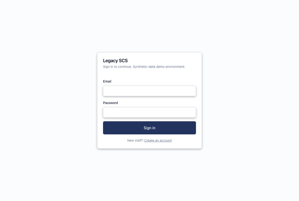 Encounter documentation system sign-in screen